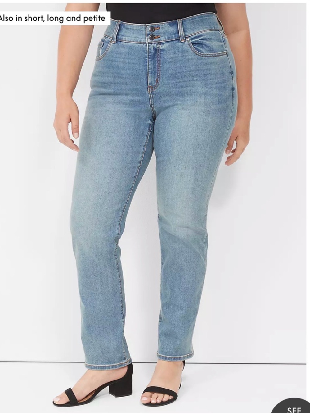 Lane Bryant Classic High-Rise Straight Flex Magic Waistband Blue Jeans